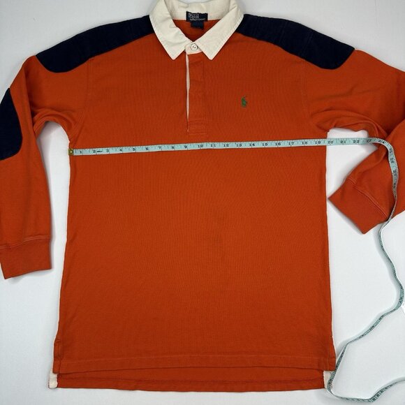Polo Ralph Lauren Orange Blue Polo 1/4 Button Collared Patch Sweatshirt S/C39.25 - Picture 9 of 11